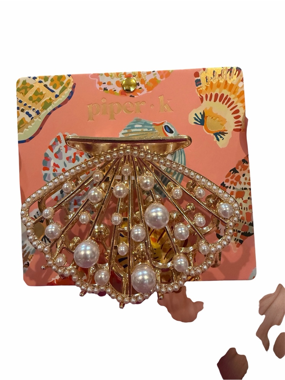 Piper Gold Pearl Shell Hair Clip. NWT